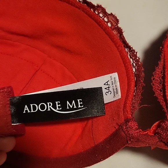 Adore Me Red Lace Push Up 34A Bra - Picture 4 of 6
